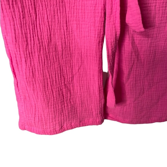 NWT Sincerely Jules pink textured wide leg high rise cropped pants size  large - Picture 5 of 13